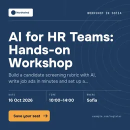 A LinkedIn post for an AI workshop, designed by SeatCue in the company's brand colours